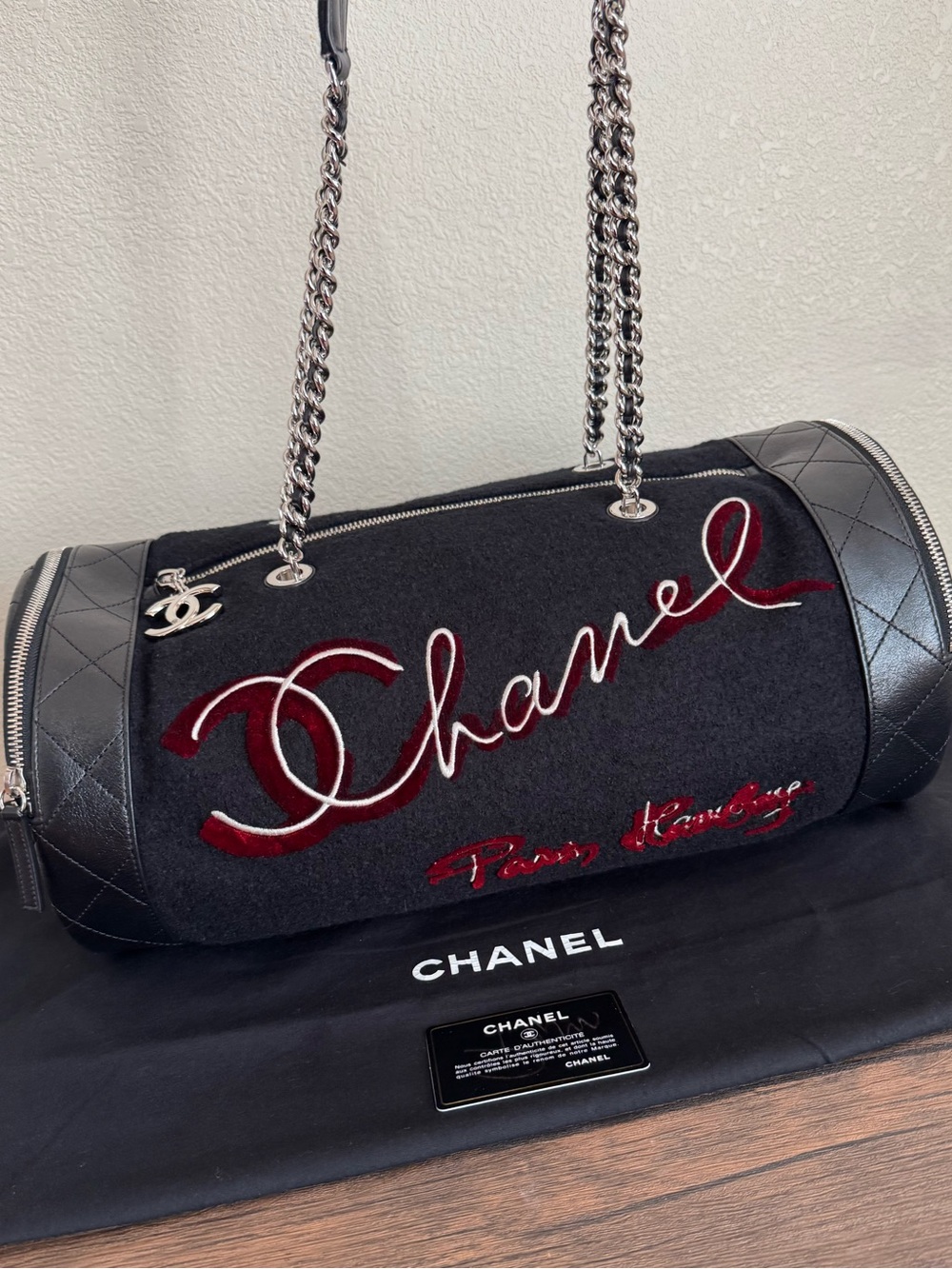 CHANEL Métiers d'Art Paris-Hamburg Duffle Bag in Wool & Calfskin Quilted Leather